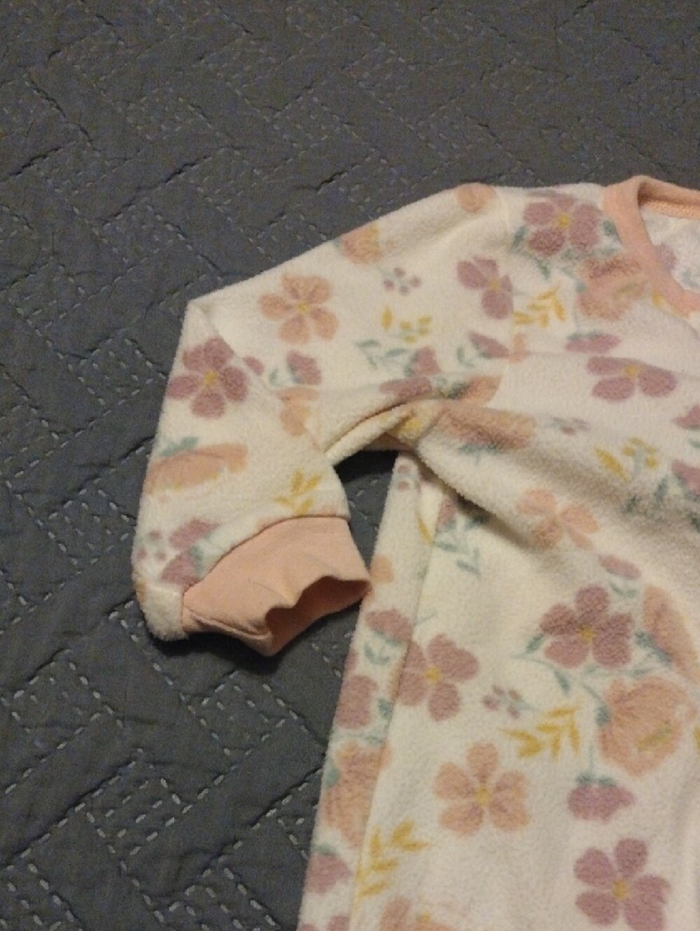 chick pea Cream Floral Footed One-Piece Pajamas - Picture 5 of 14